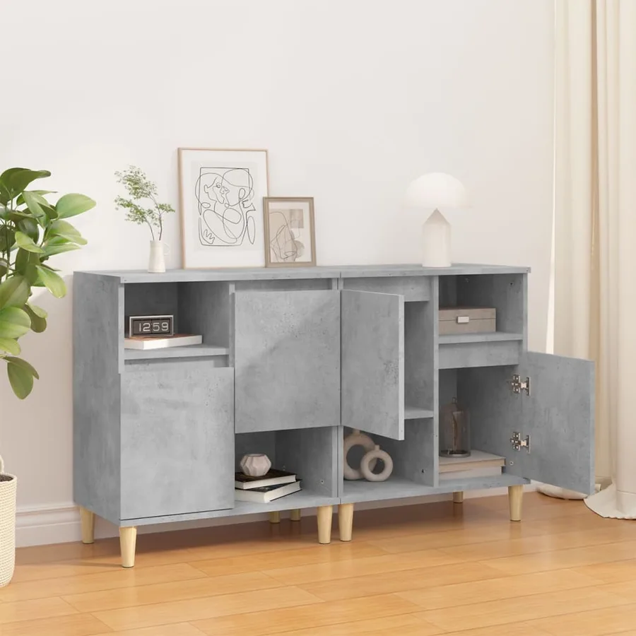 Buffets 2 pcs gris béton 60x35x70 cm bois d'ingénierie - 3