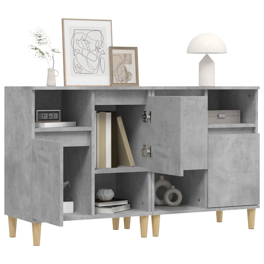 Buffets 2 pcs gris béton 60x35x70 cm bois d'ingénierie - 4