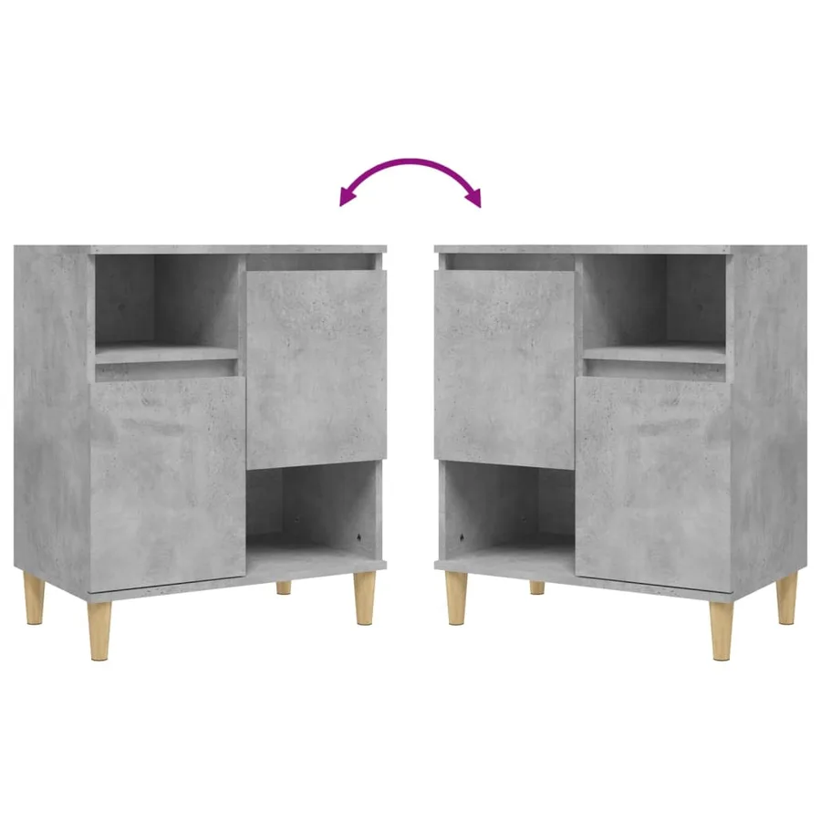 Buffets 2 pcs gris béton 60x35x70 cm bois d'ingénierie - 7