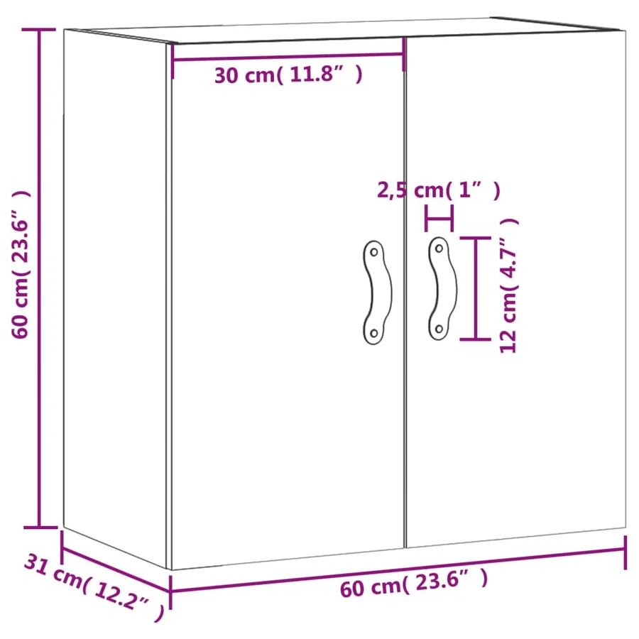 Armoire murale sonoma gris 60x31x60 cm bois d'ingénierie - 12