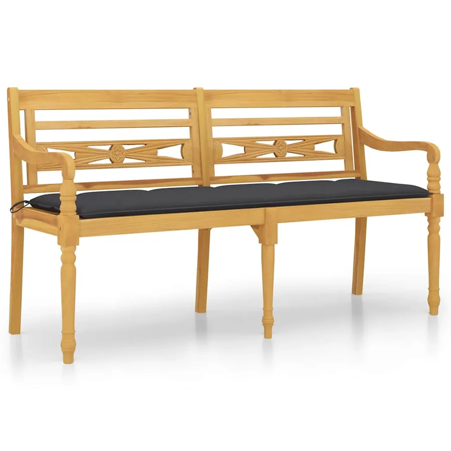 Banc Batavia avec coussin anthracite 150 cm Bois de teck massif - 2