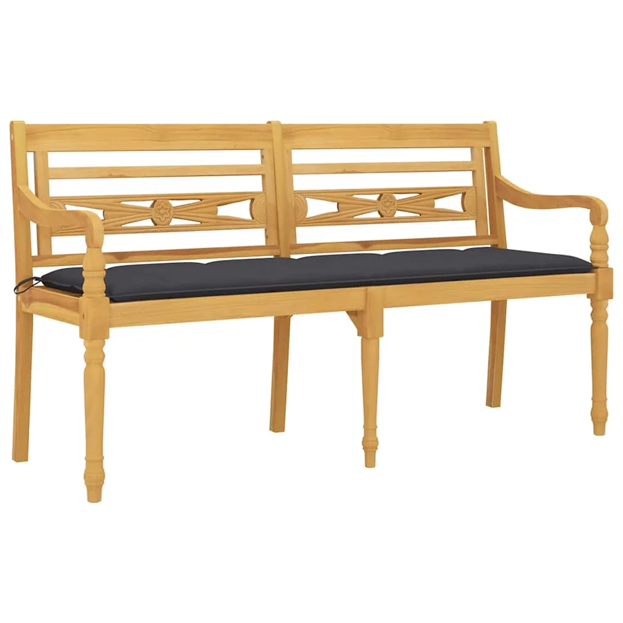 Banc Batavia avec coussin anthracite 150 cm Bois de teck massif - 3