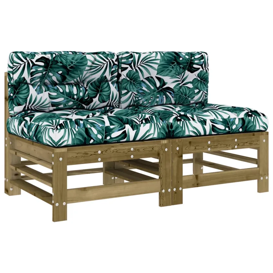 Canapés centraux avec coussins 2 pcs bois de pin imprégné - 2