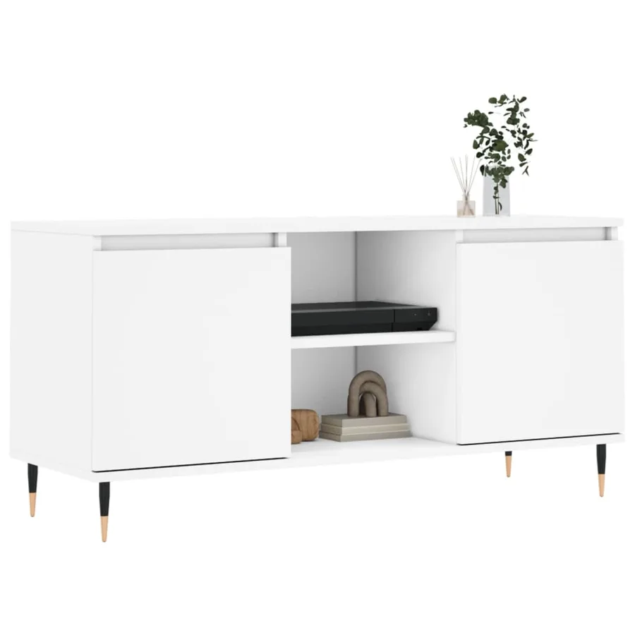 Meuble TV blanc 104x35x50 cm bois d'ingénierie - 3