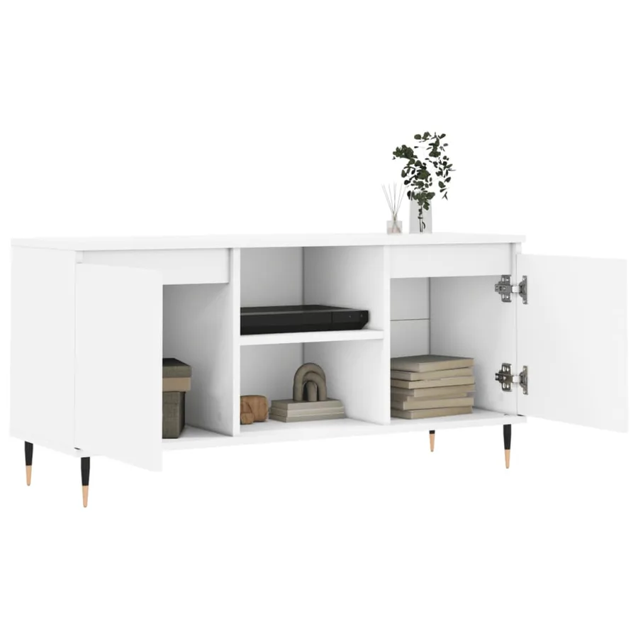 Meuble TV blanc 104x35x50 cm bois d'ingénierie - 4