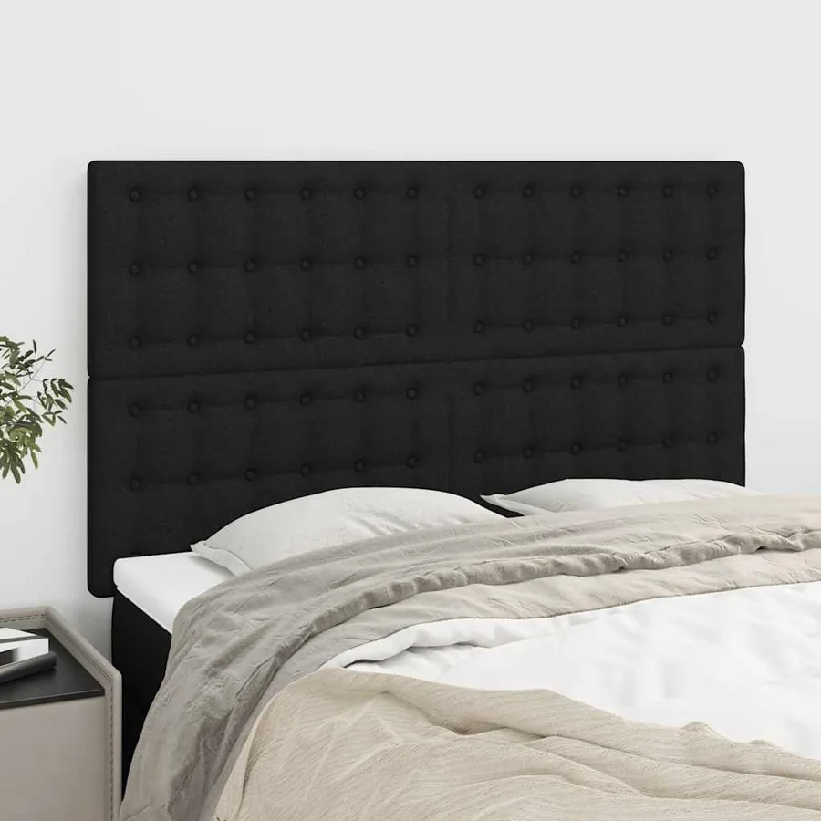 Tête de lit Noir 144x5x118/128 cm Tissu