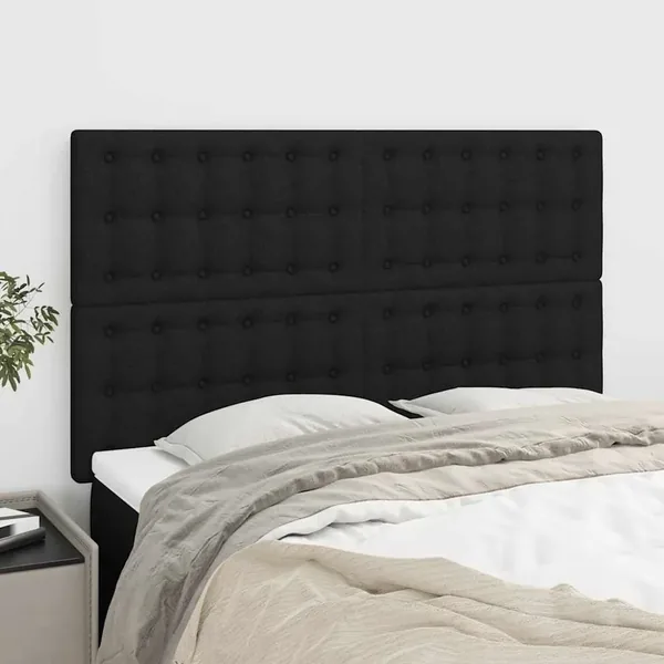 Tête de lit Noir 144x5x118/128 cm Tissu
