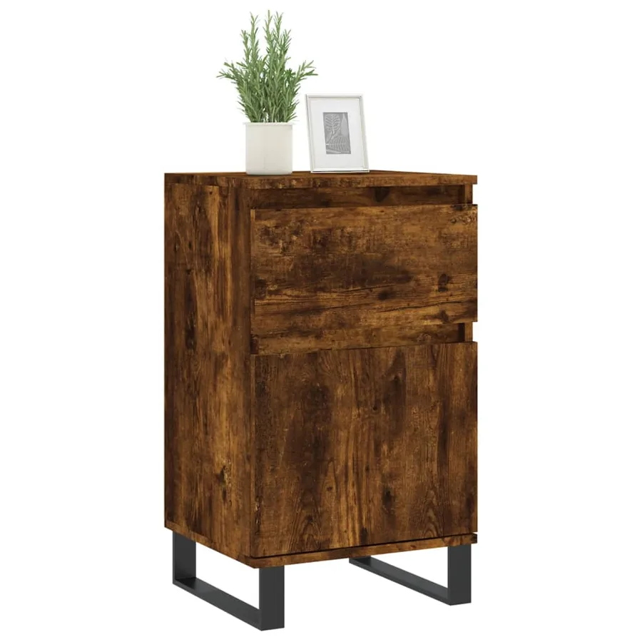 Buffet chêne fumé 40x35x70 cm bois d'ingénierie - 3