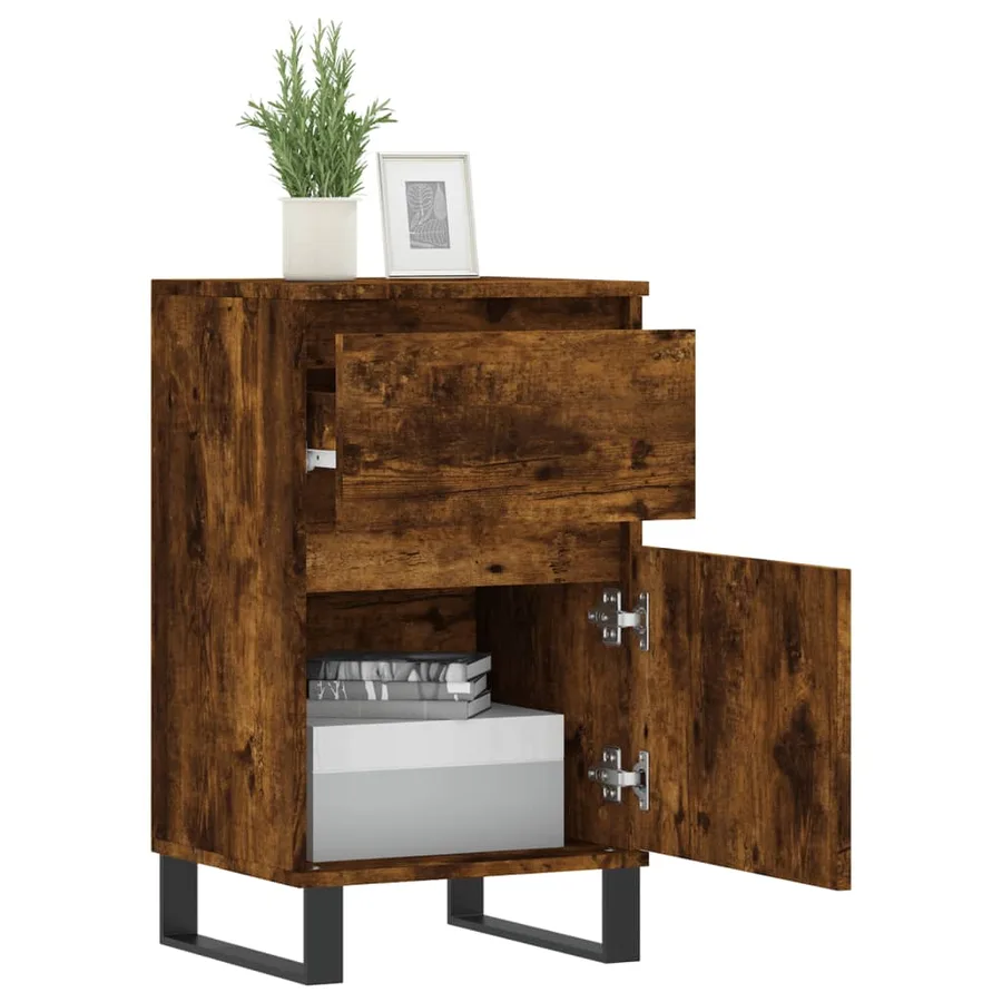 Buffet chêne fumé 40x35x70 cm bois d'ingénierie - 4