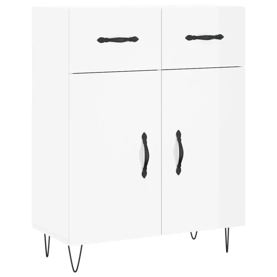 Buffet Blanc brillant 69,5x34x90 cm Bois d'ingénierie - 2