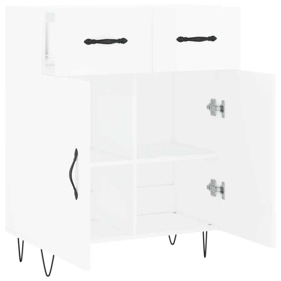 Buffet Blanc brillant 69,5x34x90 cm Bois d'ingénierie - 5