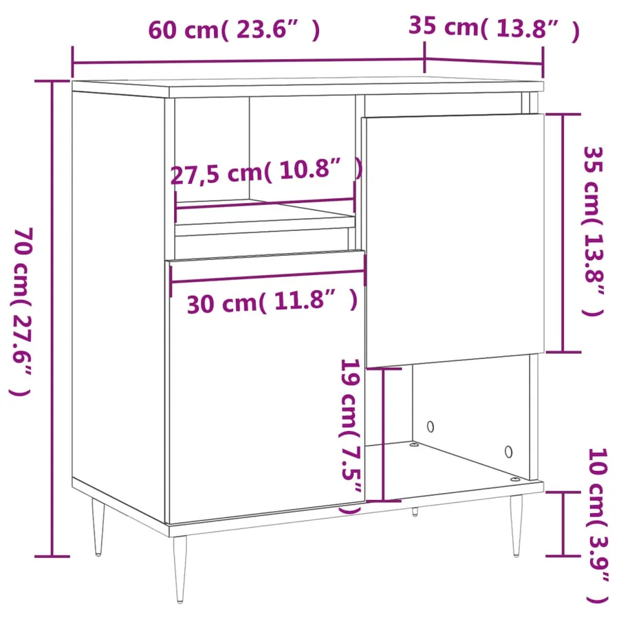 Buffet Chêne sonoma 60x35x70 cm Bois d'ingénierie - 12