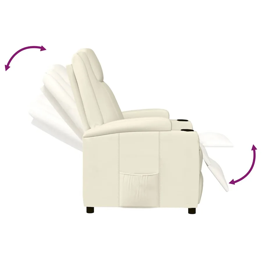 Fauteuil inclinable Blanc crème Similicuir - 6