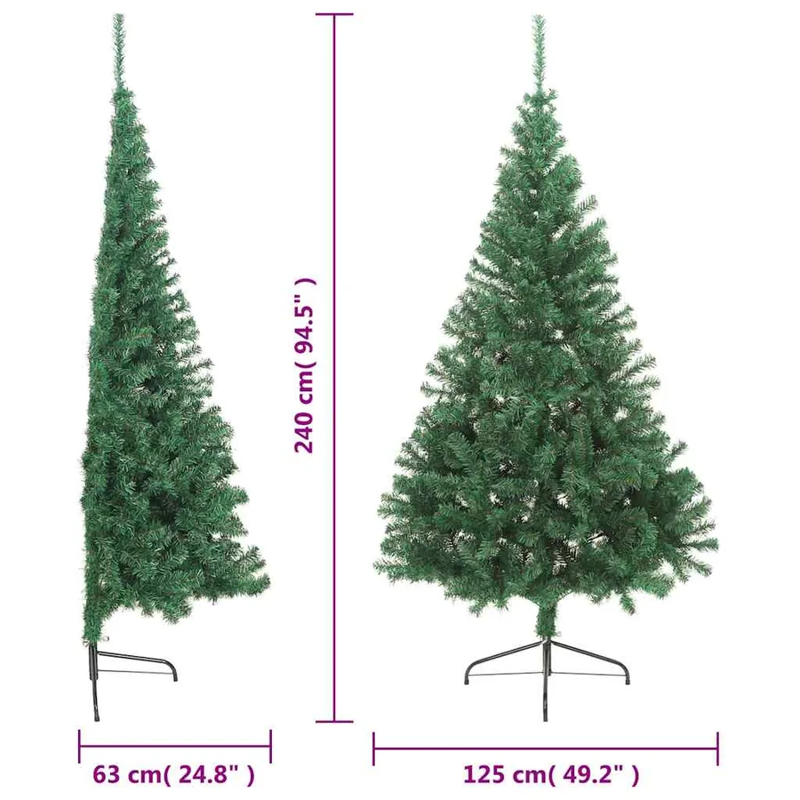 Sapin de Noël artificiel moitié avec support vert 240 cm PVC - 9