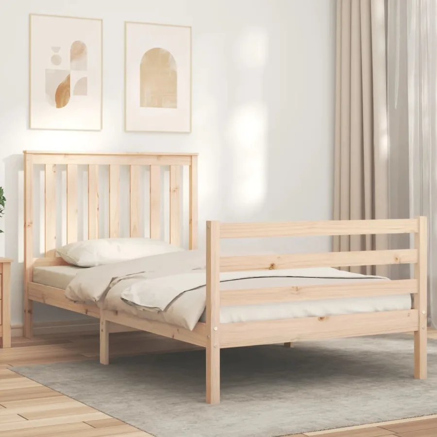Cadre de lit sans matelas 100x200 cm bois massif - 3