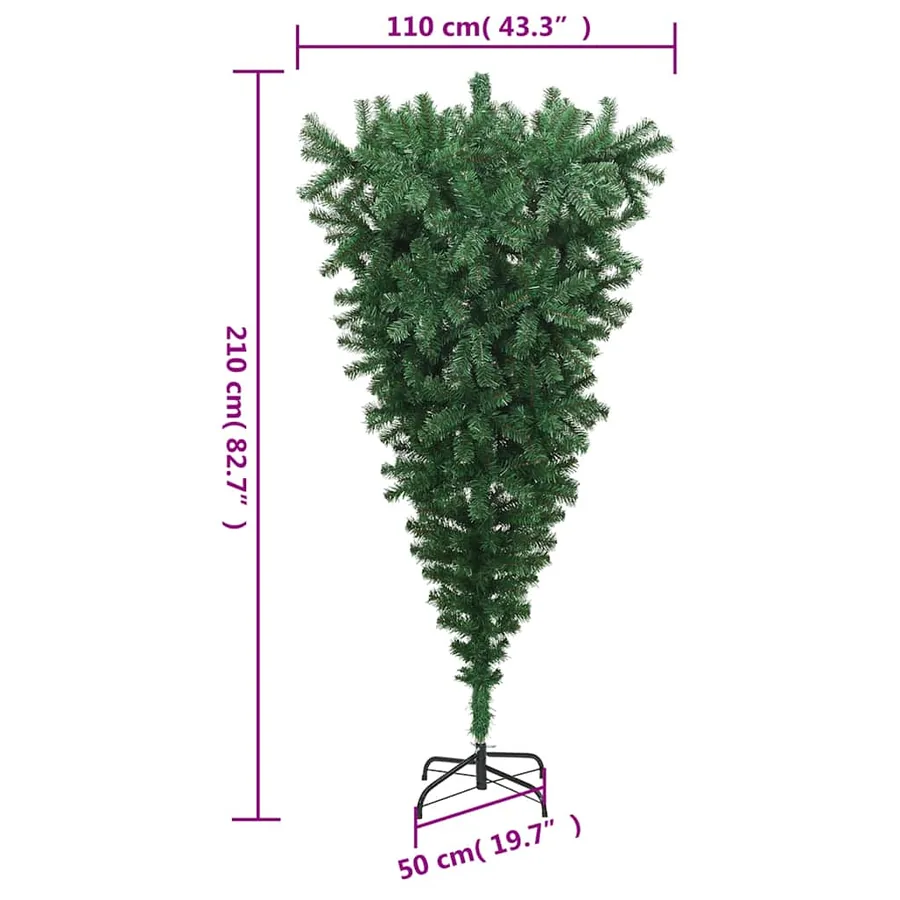 Sapin de Noël artificiel renversé avec support Vert 210 cm - 7