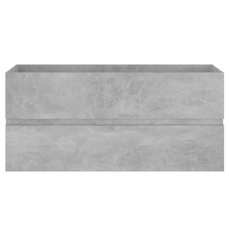 Armoire d'évier et lavabo intégré gris béton bois d'ingénierie - 9