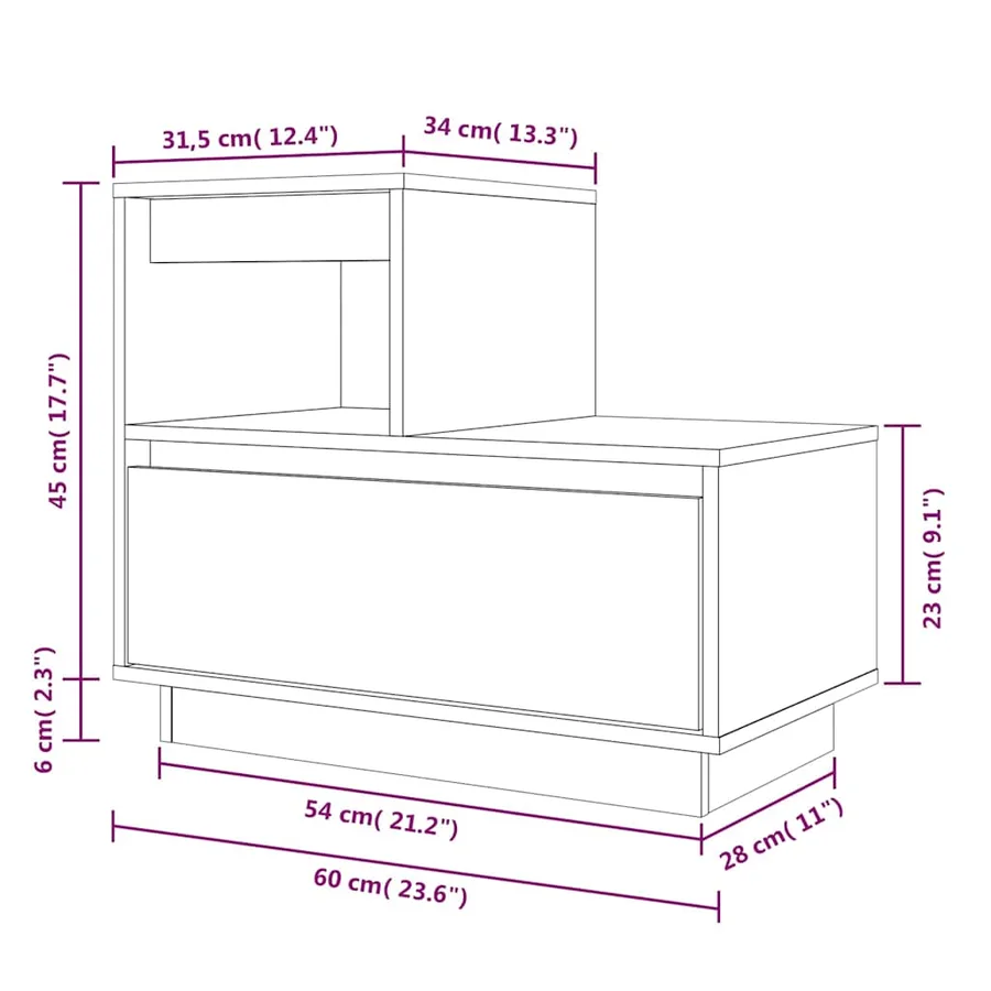 Tables de chevet 2 pcs Noir 60x34x51 cm Bois de pin solide - 12