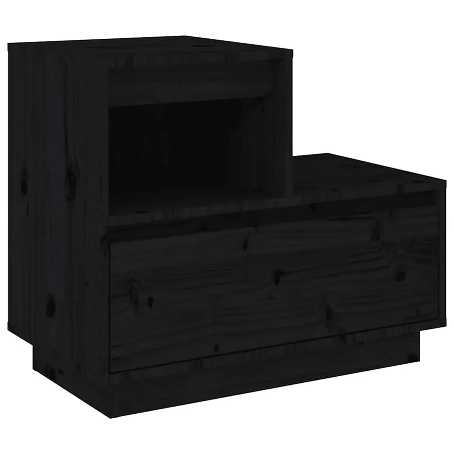 Tables de chevet 2 pcs Noir 60x34x51 cm Bois de pin solide - 5