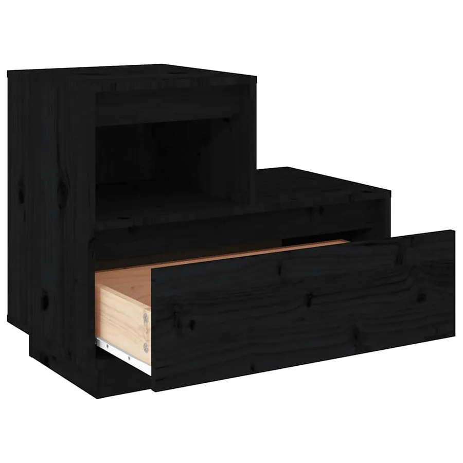 Tables de chevet 2 pcs Noir 60x34x51 cm Bois de pin solide - 7