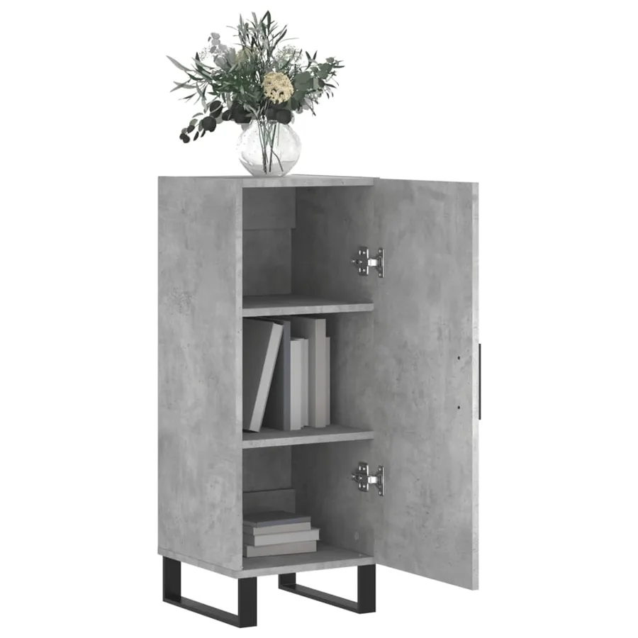 Buffet Gris béton 34,5x34x90 cm Bois d'ingénierie - 4