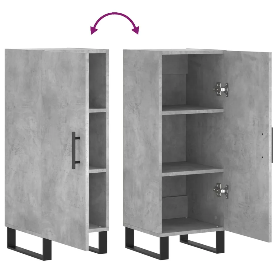 Buffet Gris béton 34,5x34x90 cm Bois d'ingénierie - 9