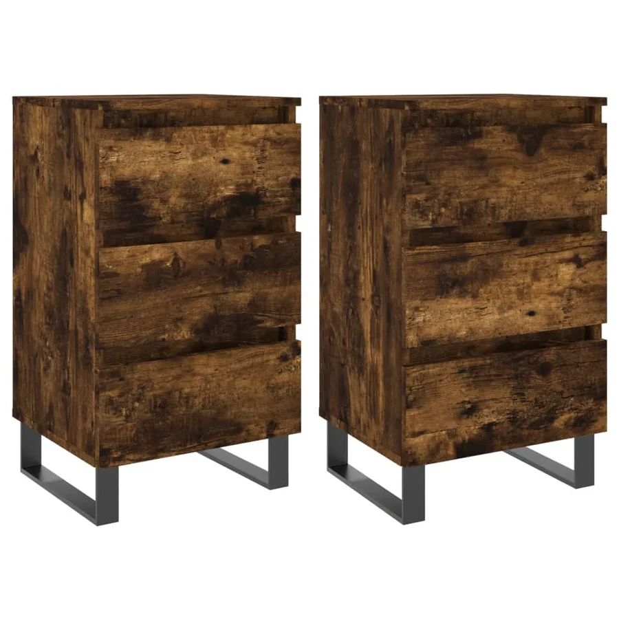 Tables de chevet 2 pcs chêne fumé 40x35x69 cm bois ingénierie - 2