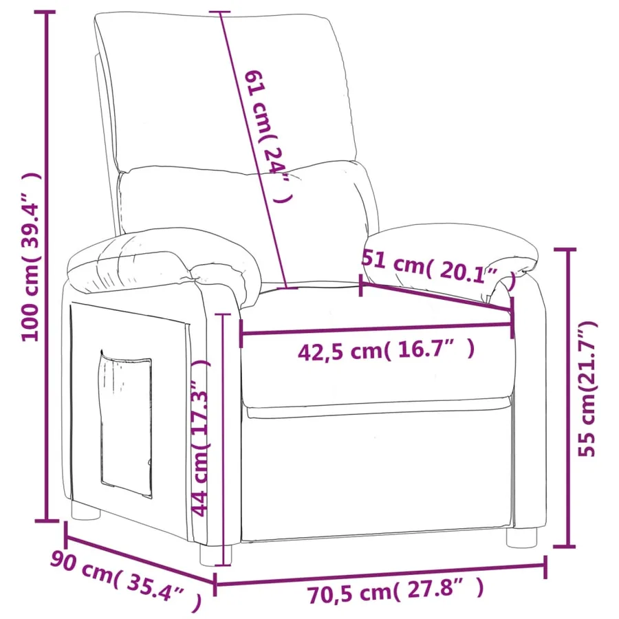 Fauteuil inclinable Gris foncé Tissu - 9