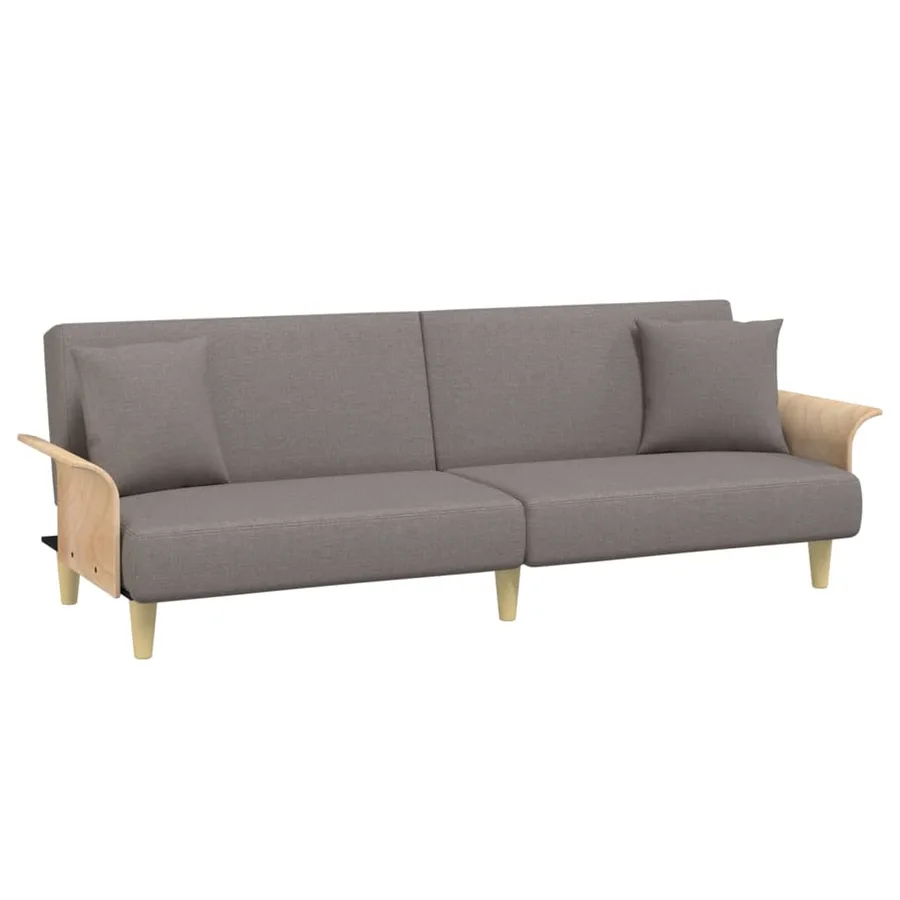 Canapé-lit avec accoudoirs taupe tissu - 2