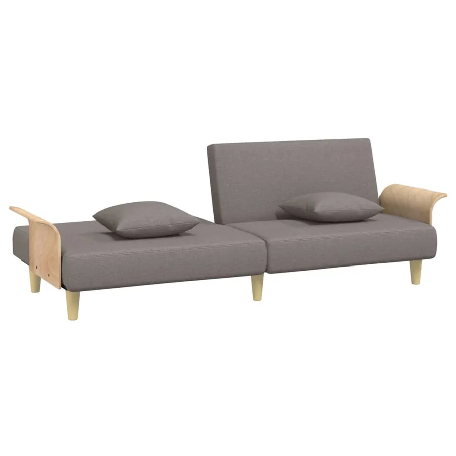 Canapé-lit avec accoudoirs taupe tissu - 7