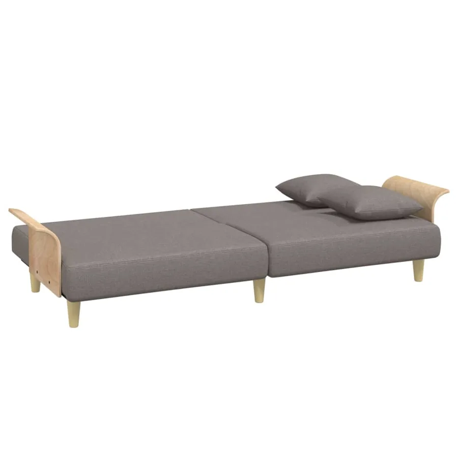 Canapé-lit avec accoudoirs taupe tissu - 8