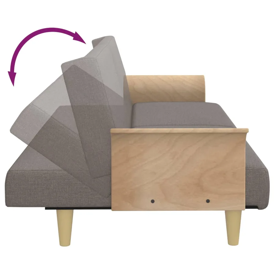 Canapé-lit avec accoudoirs taupe tissu - 9