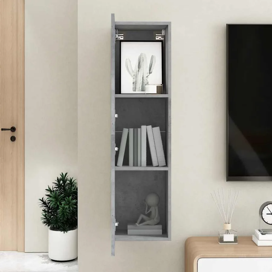 Meuble TV Gris béton 30,5x30x110 cm Bois d’ingénierie - 9