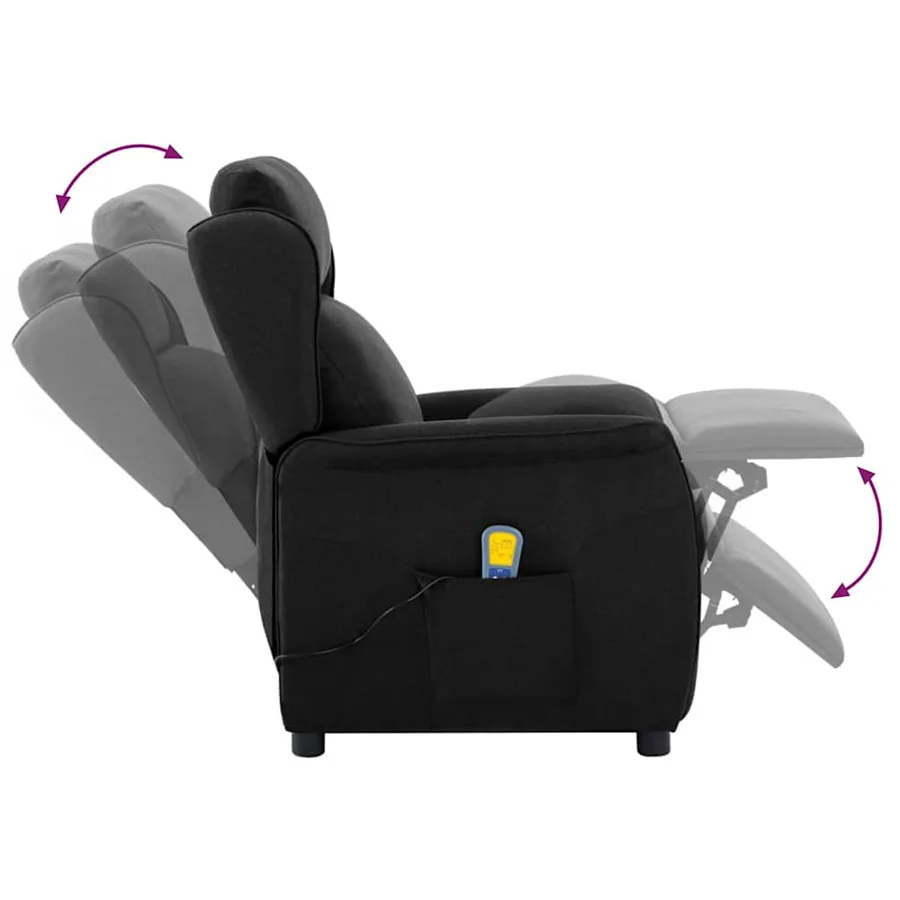 Chaise de massage Noir 93.5 x 67.5 x 101.5 cm tissu - 7