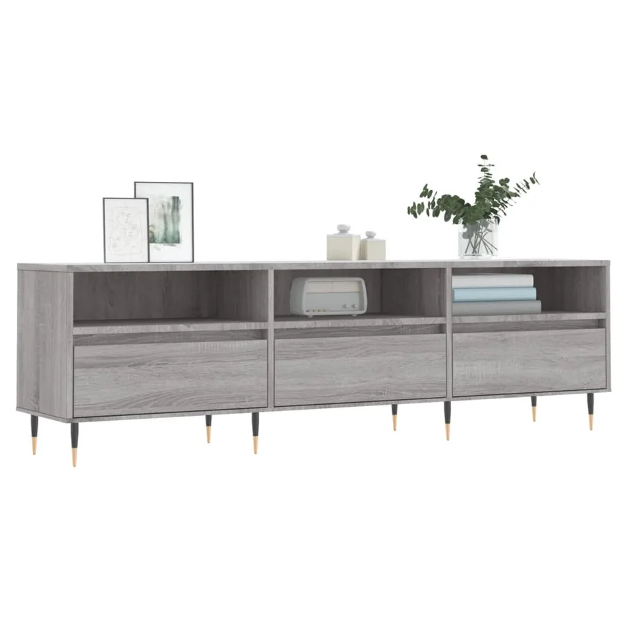 Meuble TV sonoma gris 150x30x44,5 cm bois d'ingénierie - 3