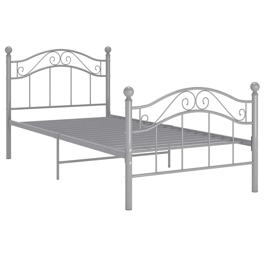 Cadre de lit sans matelas gris métal 100x200 cm - 2