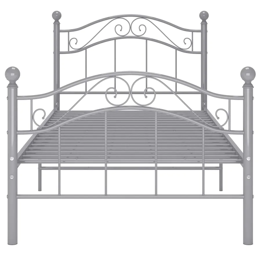 Cadre de lit sans matelas gris métal 100x200 cm - 3