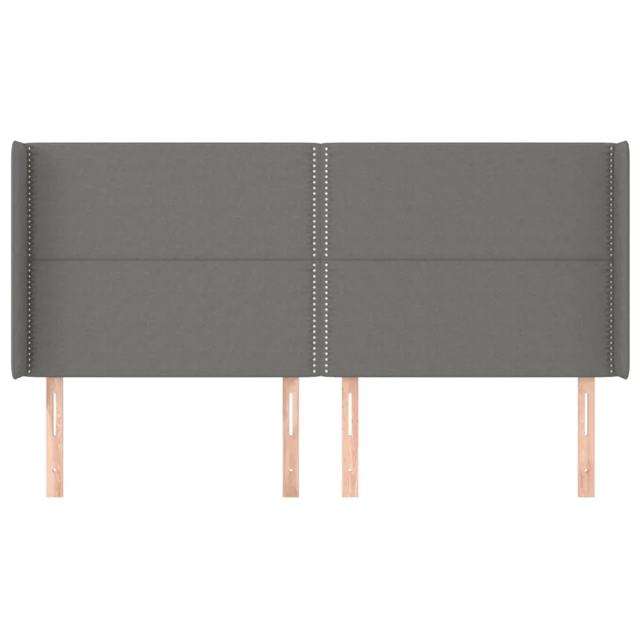 Tête de lit avec oreilles Gris foncé 203x16x118/128 cm Tissu - 3