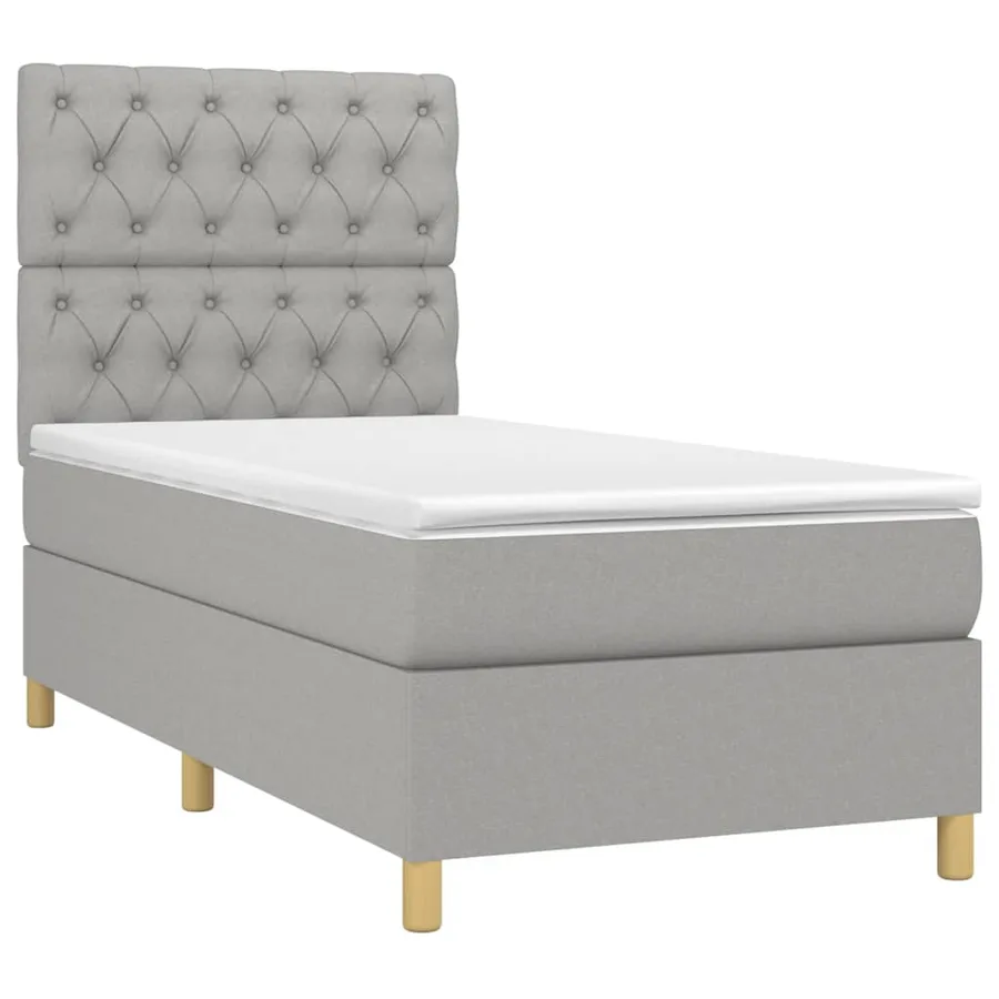 Sommier à lattes de lit avec matelas Gris clair 80x200 cm Tissu - 3