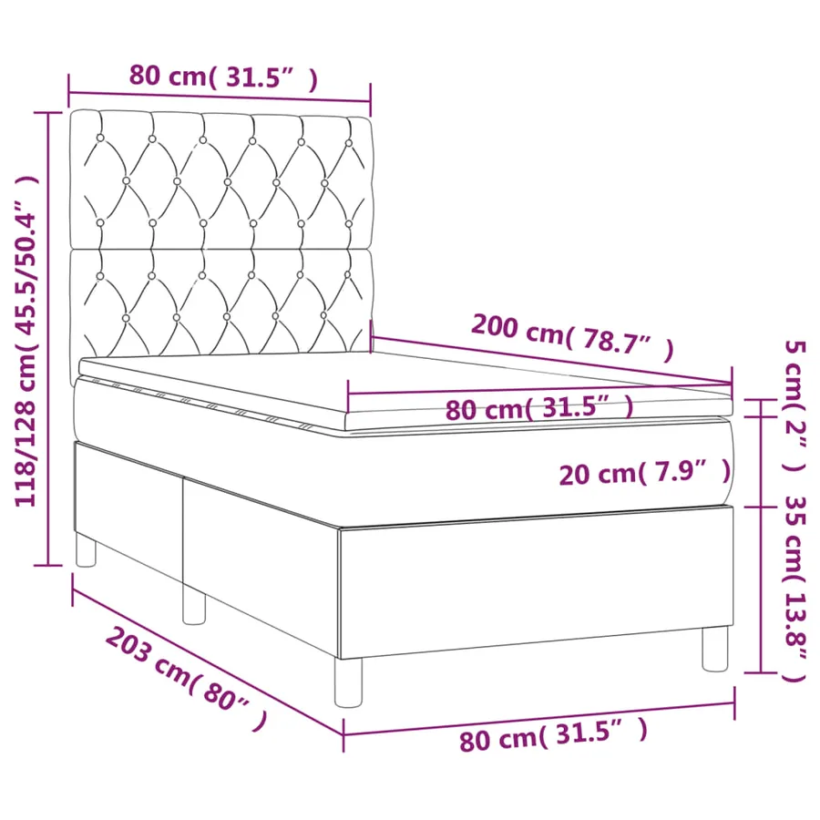 Sommier à lattes de lit avec matelas Gris clair 80x200 cm Tissu - 6