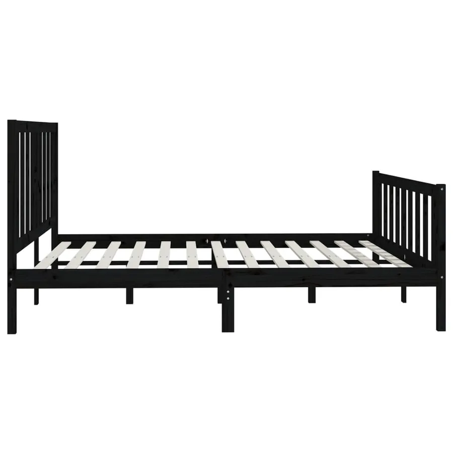 Cadre de lit sans matelas noir 200x200 cm bois massif - 6