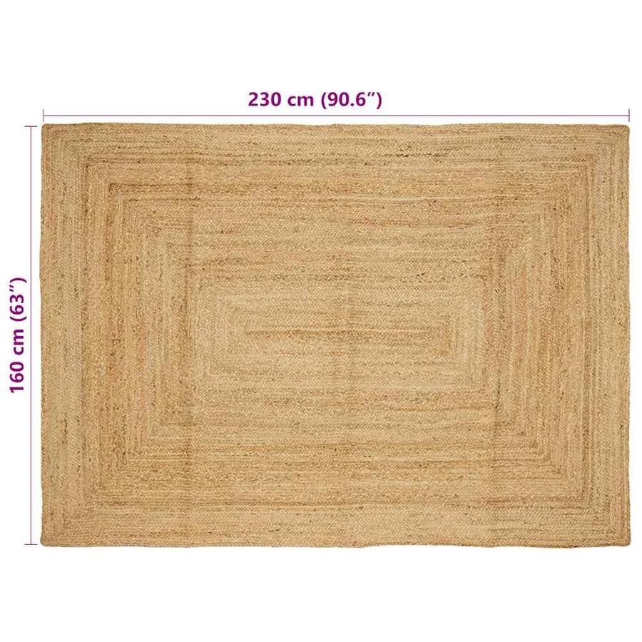 Tapis fait à la main jute naturel 160x230 cm - 8