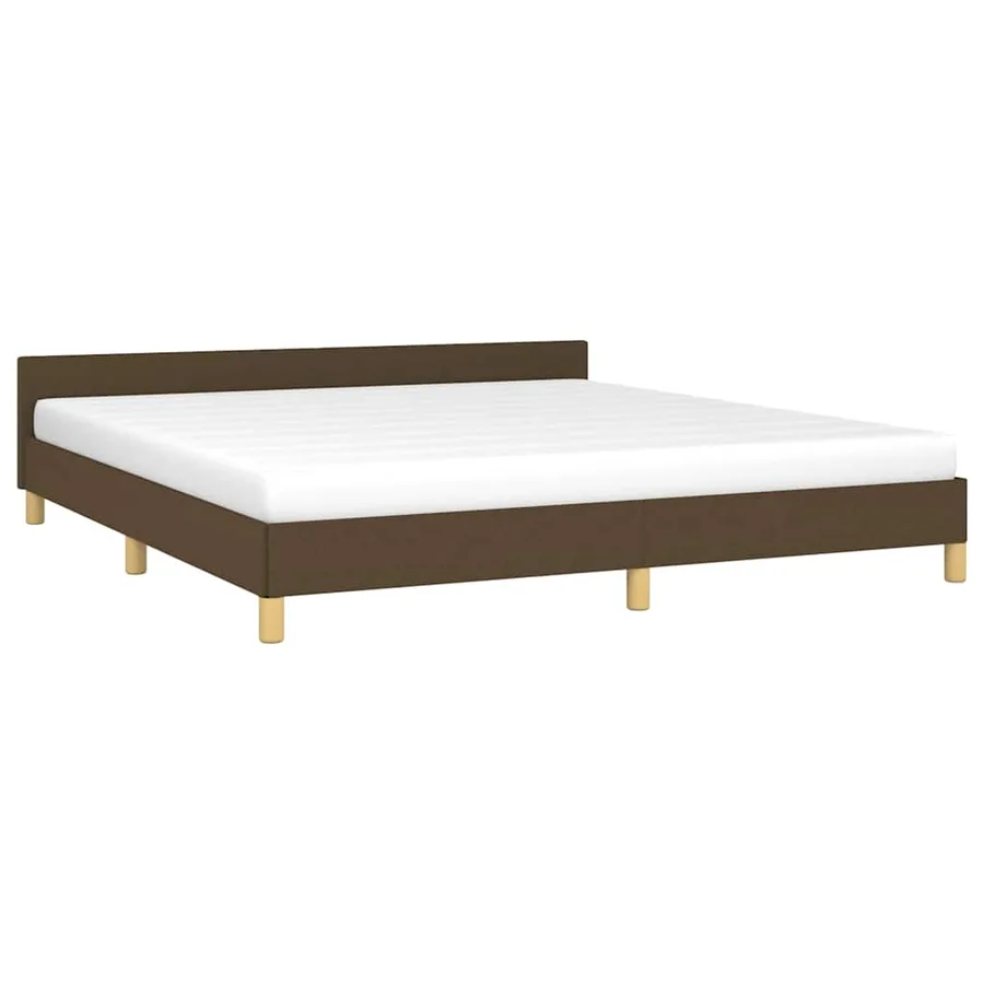 Cadre de lit sans matelas marron foncé 180x200 cm tissu - 3