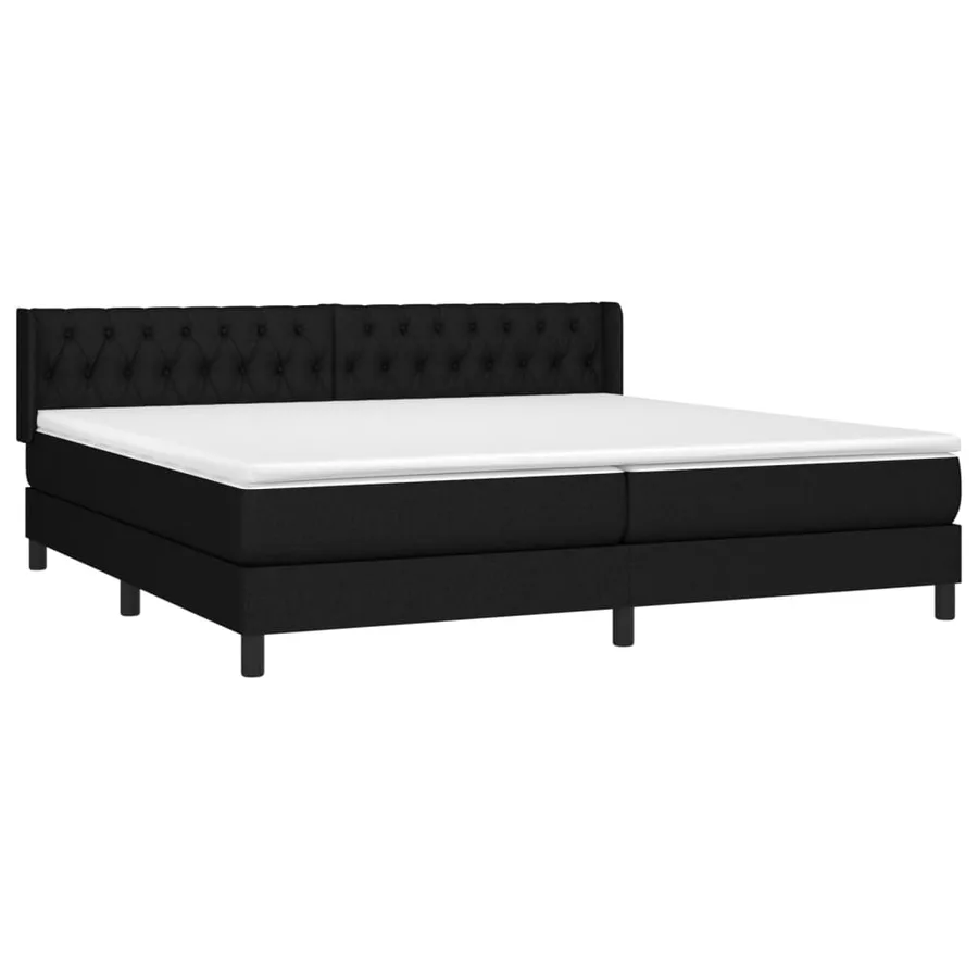 Sommier à lattes de lit avec matelas Noir 200x200 cm Tissu - 3
