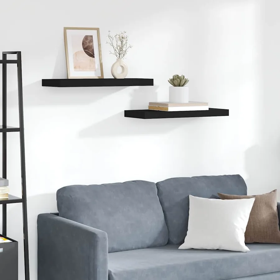Étagères murales flottantes 2 pcs noir 60x23,5x3,8 cm MDF
