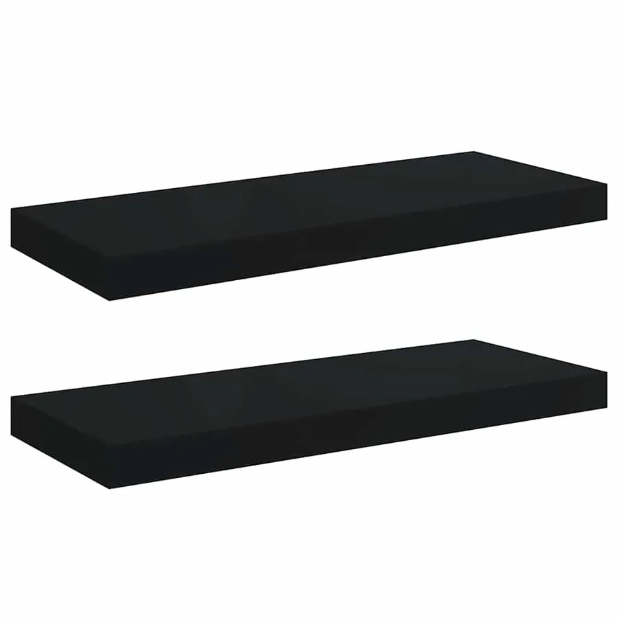 Étagères murales flottantes 2 pcs noir 60x23,5x3,8 cm MDF - 2