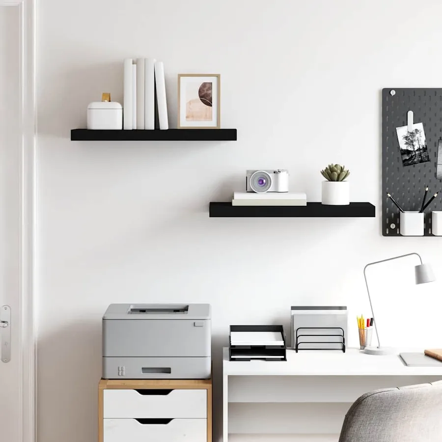 Étagères murales flottantes 2 pcs noir 60x23,5x3,8 cm MDF - 3
