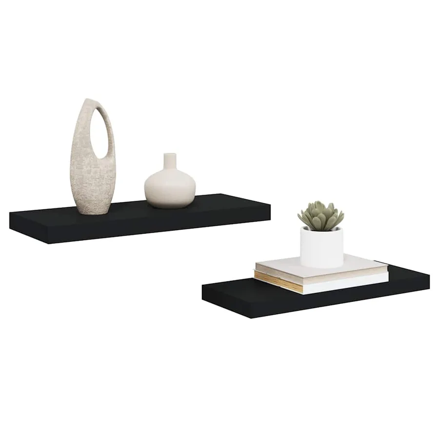 Étagères murales flottantes 2 pcs noir 60x23,5x3,8 cm MDF - 5
