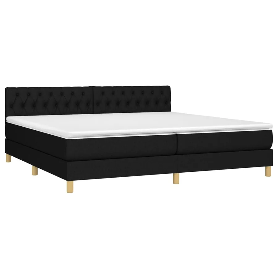 Sommier à lattes de lit avec matelas Noir 200x200 cm Tissu - 3