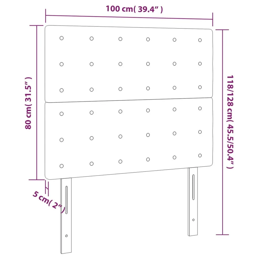 Tête de lit Gris clair 100x5x118/128 cm Velours - 8